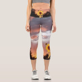 SONNENBLUME UND PINK SOMMERSONNE CAPRI LEGGINGS (Vorderseite)