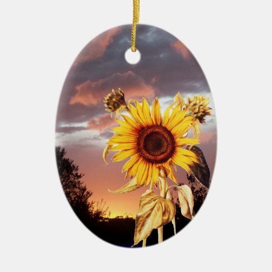 SONNENBLUME UND PINK SOMMERSONNE KERAMIK ORNAMENT (Vorne)