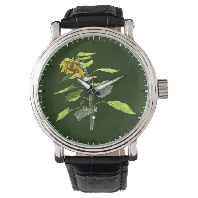 Sonnenblume und Spargel Armbanduhr (Vorderseite)
