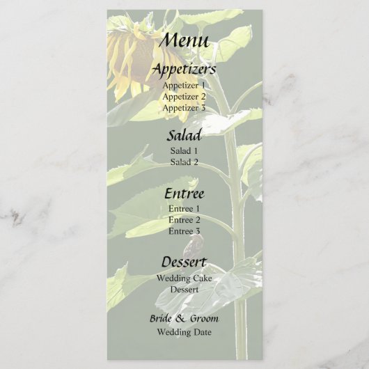 Sonnenblume und Spargel Menükarte (Vorderseite)