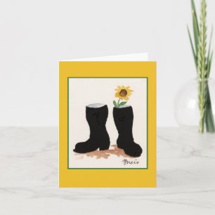 Sonnenblume und Stiefel Karte