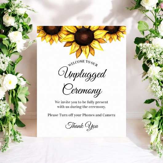 Sonnenblume Unplugged Zeremonie Hochzeit Weiß Gelb Poster