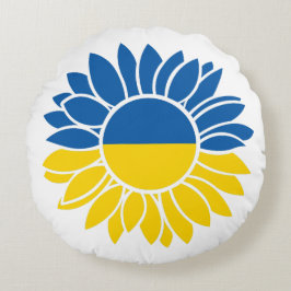Sonnenblume unter ukrainischer Flagge Rundes Kissen