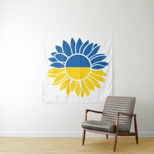 Sonnenblume unter ukrainischer Flagge Wandteppich (Beispiel)