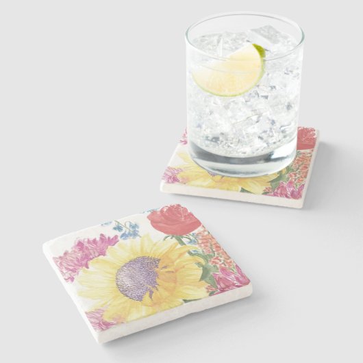 Sonnenblume-Untersetzer Steinuntersetzer (Seitenansicht)