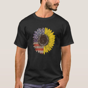 Sonnenblume Us Amerikanische Flagge Vintage Grafik T-Shirt