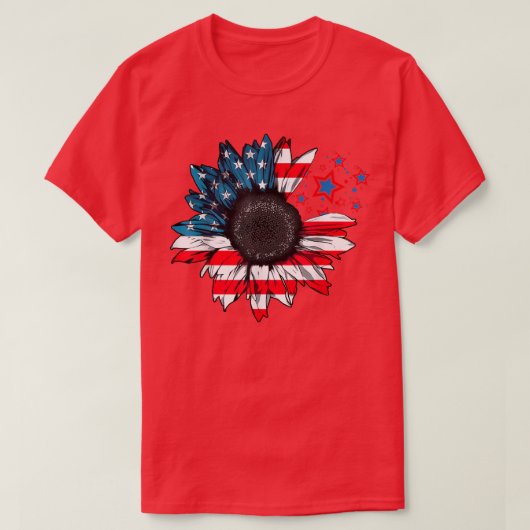 Sonnenblume US-Flagge am 4. Juli T - Shirt (Design vorne)
