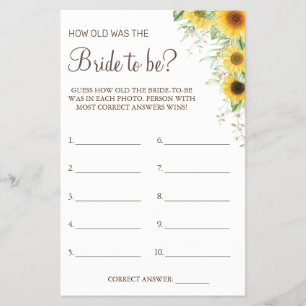 Sonnenblume Verrät wie alt sie war Spielkarte Flyer