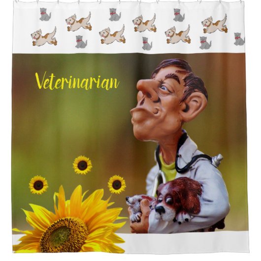 Sonnenblume Veterinärmedizinischer Katzen Dog Dusc Duschvorhang (Vorderseite)