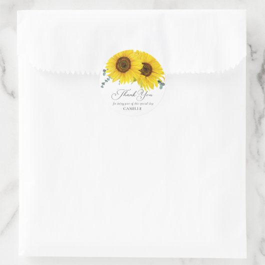 Sonnenblume Vielen Dank Runder Aufkleber (Tasche)
