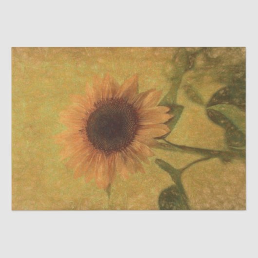 Sonnenblume Vintag Antike gelbe grüne Textur Seidenpapier (Vorderseite)