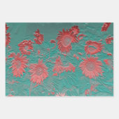 Sonnenblume Vintag Blumen Aquamarin rosa Farbton Geschenkpapier Set (Vorderseite 3)