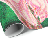 Sonnenblume Vintag Bright Pink Green Decoupage Geschenkpapier (Rolleneckpunkt)