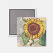 Sonnenblume Vintag Damask Wallpaper Collage Magnet (Vorderseite/Rückseite)