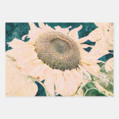 Sonnenblume Vintag Gelb dunkelgrüne Decoupage Geschenkpapier Set (Vorderseite 3)