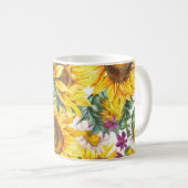 Sonnenblume Vintag: Gelbblüte im Sommer. Kaffeetasse (VorderseiteRechts)