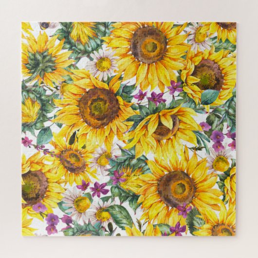 Sonnenblume Vintag: Gelbblüte im Sommer. Puzzle (Horizontal)