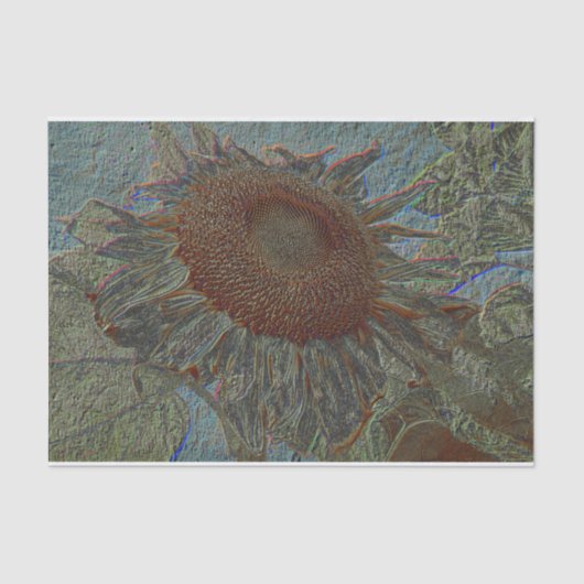 Sonnenblume Vintag Metallic Gold Blue Decoupage Seidenpapier (Vorderseite)