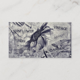 Sonnenblume Vintag Schwarz-Weiß-Ephemische Textur Visitenkarte