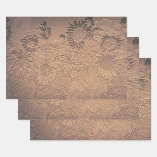 Sonnenblume Vintag Sepia floral Chic Geschenkpapier Set (Set)