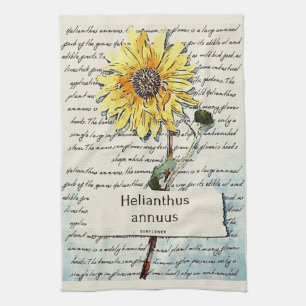 Sonnenblume Vintage Aquarellmalerei Geschirrtuch