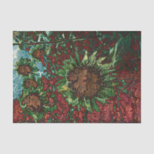 Sonnenblume Vintage Braun Grün Kunst Decoupage Seidenpapier