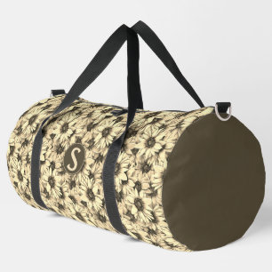 Sonnenblume Vintage Charm Sepia Große Sporttasche Duffle Bag