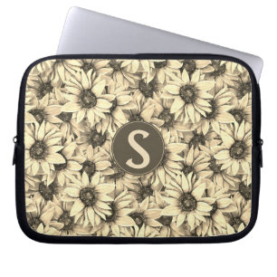 Sonnenblume Vintage Charm Sepia-Ton Laptop-Tasche Laptopschutzhülle