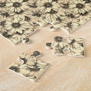 Sonnenblume Vintage Charm Sepia-Ton-Puzzle Puzzle