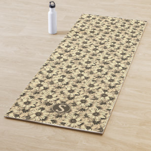 Sonnenblume Vintage Charm Sepia-Ton Yoga-Matte Yogamatte
