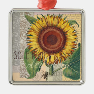 Sonnenblume Vintage-Damaskus-Blumenmuster-Kunst Ornament Aus Metall