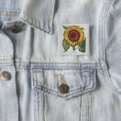 Sonnenblume Vintage Damast Blumenkunst Button (Beispiel)