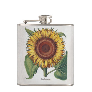Sonnenblume Vintage Damast Blumenkunst Flachmann