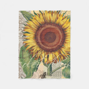 Sonnenblume Vintage Damast Blumenkunst Fleecedecke