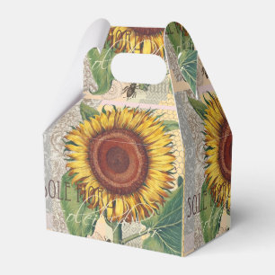 Sonnenblume Vintage Damast Blumenkunst Geschenkschachtel