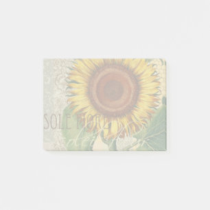 Sonnenblume Vintage Damast Blumenkunst Post-it Klebezettel