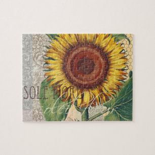 Sonnenblume Vintage Damast Blumenkunst Puzzle