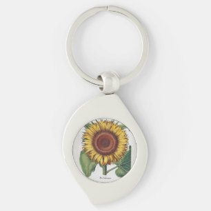 Sonnenblume Vintage Damast Blumenkunst Schlüsselanhänger