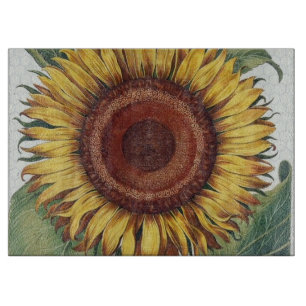 Sonnenblume Vintage Damast Blumenkunst Schneidebrett