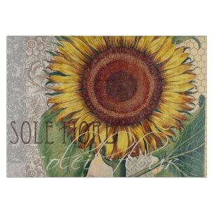 Sonnenblume Vintage Damast Blumenkunst Schneidebrett