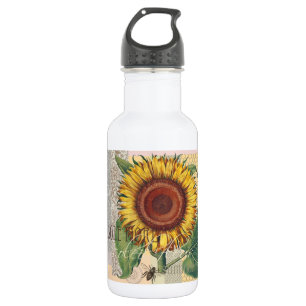Sonnenblume Vintage Damast Blumenkunst Trinkflasche