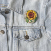 Sonnenblume Vintage Damast Blumenmuster Kunst Button (Beispiel)