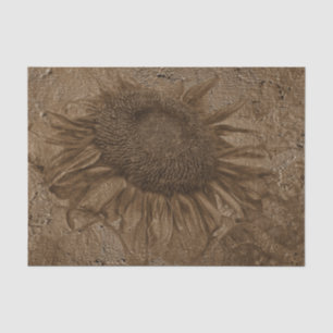 Sonnenblume Vintage Dunkle Sepia Grunge Textur Kun Seidenpapier
