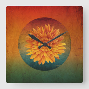 Sonnenblume vintage floral quadratische wanduhr