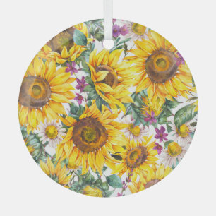 Sonnenblume Vintage: Sommergelbe Blüte. Ornament Aus Glas