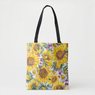 Sonnenblume Vintage: Sommergelbe Blüte. Tasche