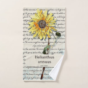 Sonnenblume Vintages Aquarellbad Handtuch