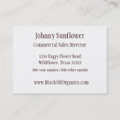 Sonnenblume-Visitenkarte Visitenkarte (Rückseite)