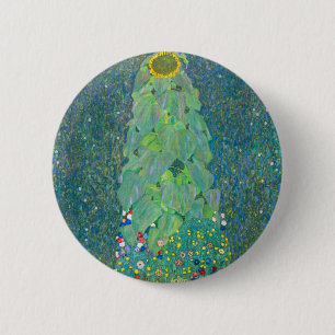 Sonnenblume von Klimt, Vintage Blume Jugendstil Button