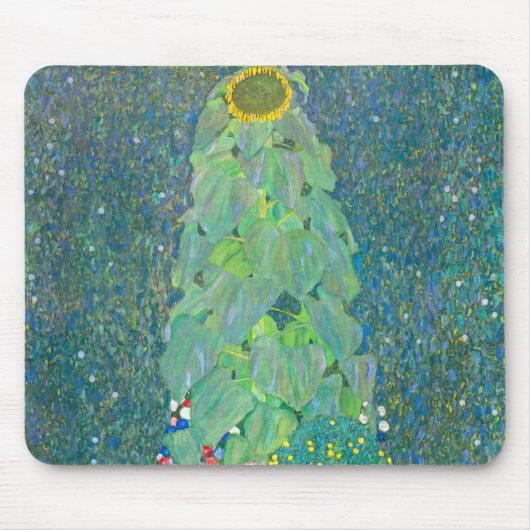 Sonnenblume von Klimt, Vintage Blume Jugendstil Mousepad (Vorne)